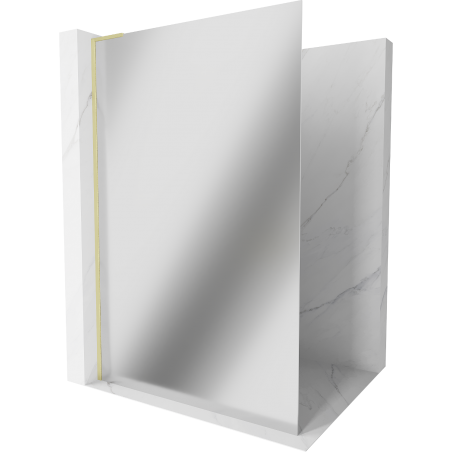 Mexen Kioto L Duschwand Walk-in 120 x 200 cm, Spiegel, gebürstet Gold - 800-120-103-55-50