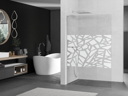 Mexen Kioto L Duschwand Walk-in 110 x 200 cm, weißes Muster, Chrom - 800-110-103-01-85