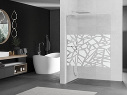 Mexen Kioto L Duschwand Walk-in 100 x 200 cm, weißes Muster, Chrom - 800-100-103-01-85