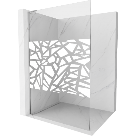 Mexen Kioto L Duschwand Walk-in 90 x 200 cm, weißes Muster, Chrom - 800-090-103-01-85