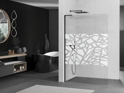 Mexen Kioto L Duschwand Walk-in 100 x 200 cm, weißes Muster, schwarz - 800-100-103-70-85