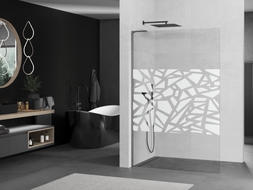 Mexen Kioto L Duschwand Walk-in 110 x 200 cm, weißes Muster, gun gray gebürstet - 800-110-103-66-85