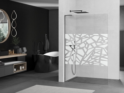 Mexen Kioto L Duschwand Walk-in 90 x 200 cm, weißes Muster, gun gray gebürstet - 800-090-103-66-85