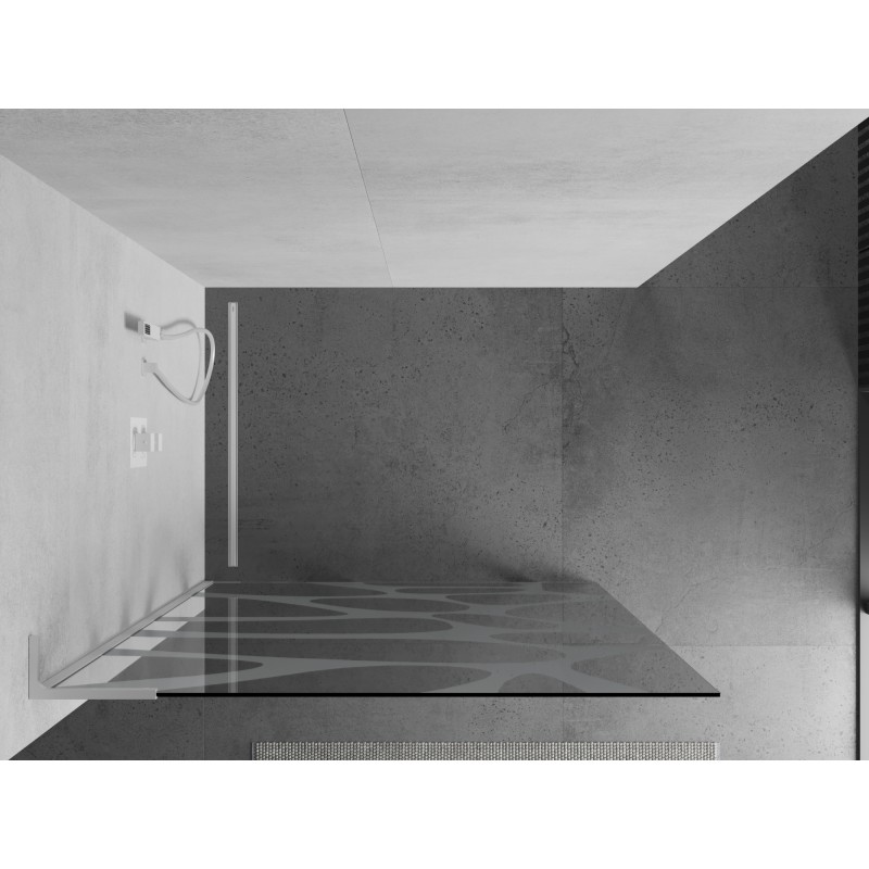 Mexen Kioto L Duschwand Walk-in 100 x 200 cm, weiße Welle, weiß - 800-100-103-20-97