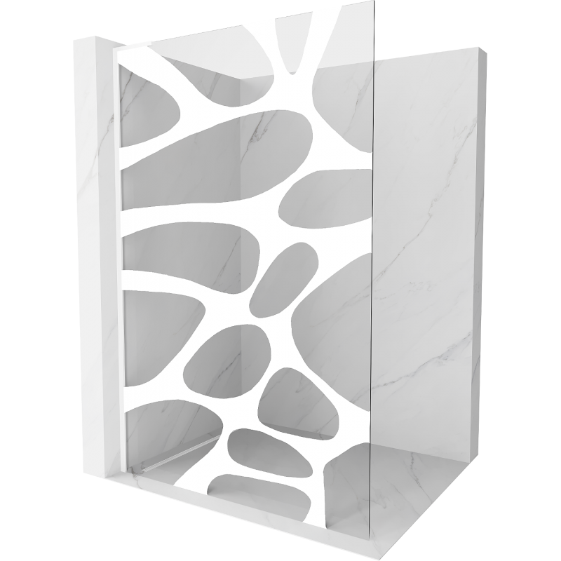 Mexen Kioto L Duschwand Walk-in 90 x 200 cm, weiße Welle, weiß - 800-090-103-20-97
