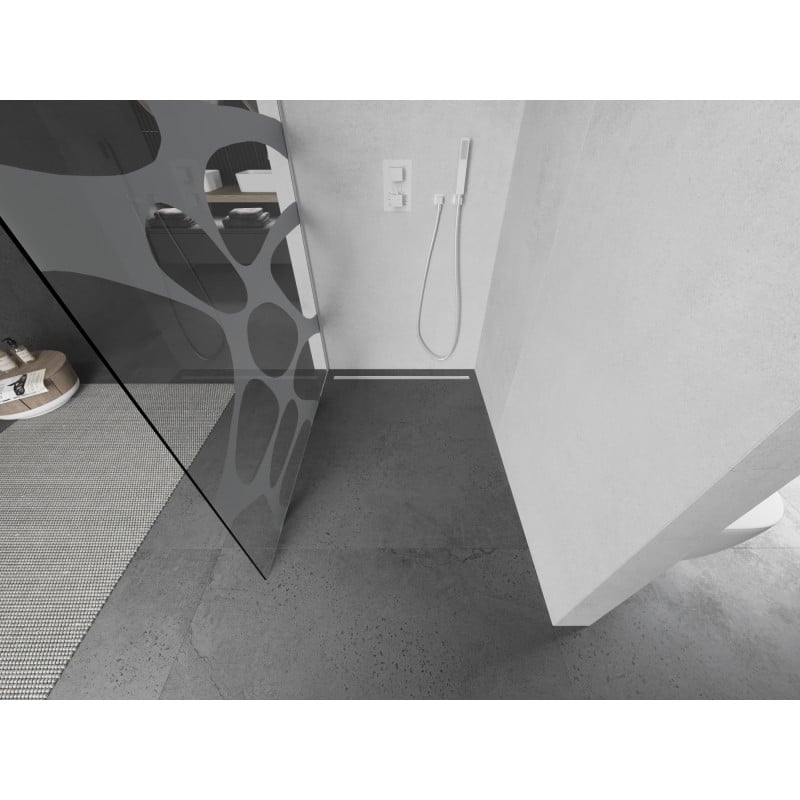 Mexen Kioto L Duschwand Walk-in 70 x 200 cm, weiße Welle, weiß - 800-070-103-20-97