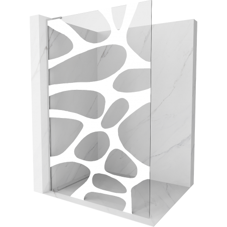 Mexen Kioto L Duschwand Walk-in 120 x 200 cm, weiße Welle, Chrom - 800-120-103-01-97