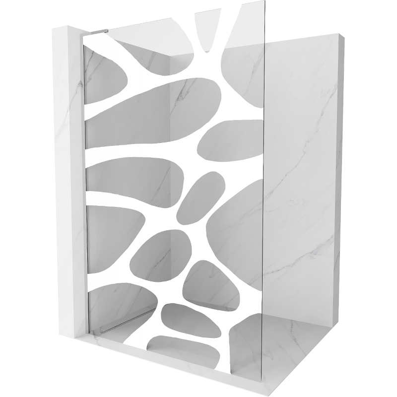 Mexen Kioto L Duschwand Walk-in 90 x 200 cm, weiße Welle, Chrom - 800-090-103-01-97