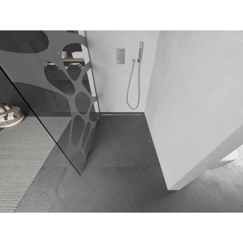 Mexen Kioto L Duschwand Walk-in 80 x 200 cm, weiße Welle, Chrom - 800-080-103-01-97