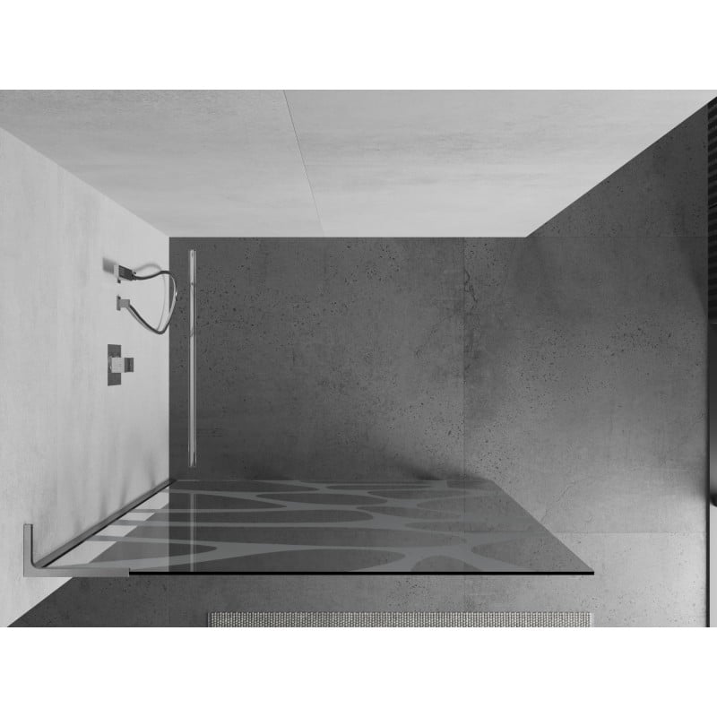 Mexen Kioto L Duschwand Walk-in 70 x 200 cm, weiße Welle, Chrom - 800-070-103-01-97