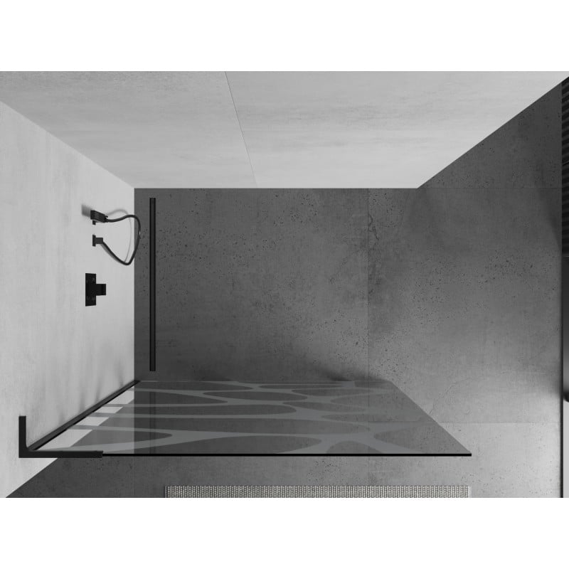 Mexen Kioto L Duschwand Walk-in 120 x 200 cm, weiße Welle, schwarz - 800-120-103-70-97