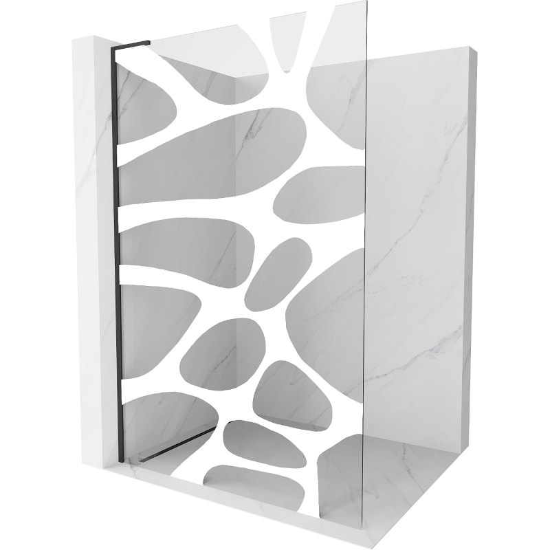 Mexen Kioto L Duschwand Walk-in 120 x 200 cm, weiße Welle, schwarz - 800-120-103-70-97
