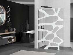 Mexen Kioto L Duschwand Walk-in 90 x 200 cm, weiße Welle, schwarz - 800-090-103-70-97