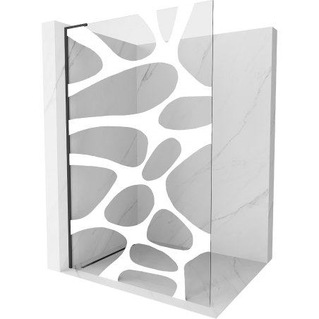Mexen Kioto L Duschwand Walk-in 70 x 200 cm, weiße Welle, schwarz - 800-070-103-70-97