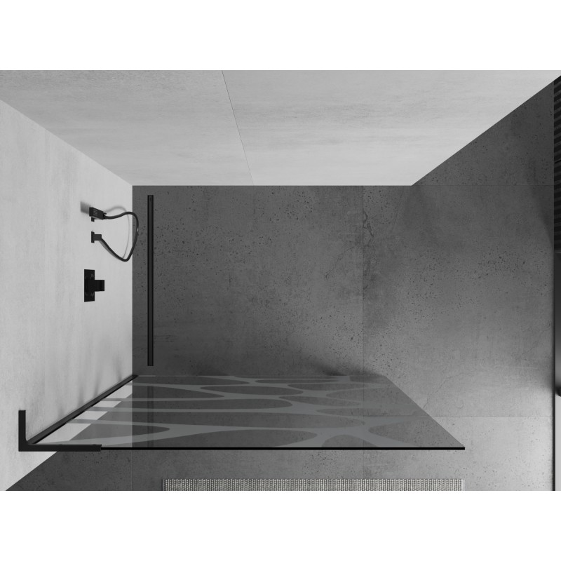 Mexen Kioto L Duschwand Walk-in 70 x 200 cm, weiße Welle, schwarz - 800-070-103-70-97