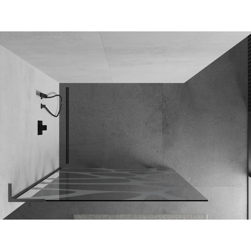 Mexen Kioto L Duschwand Walk-in 110 x 200 cm, weiße Welle, Gun Gray gebürstet - 800-110-103-66-97