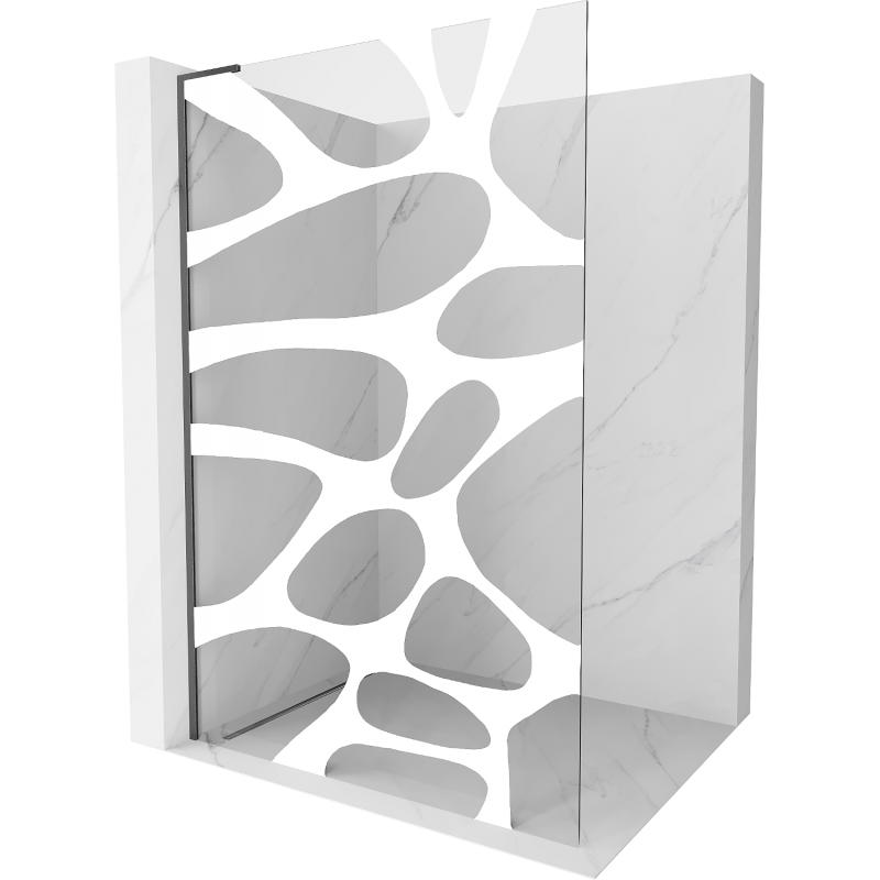 Mexen Kioto L Duschwand Walk-in 80 x 200 cm, weiße Welle, gebürstet Gun Gray - 800-080-103-66-97