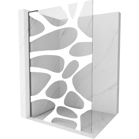 Mexen Kioto L Duschwand Walk-in 80 x 200 cm, weiße Welle, gebürstet Gun Gray - 800-080-103-66-97