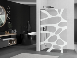 Mexen Kioto L Duschwand Walk-in 80 x 200 cm, weiße Welle, gebürstet Gun Gray - 800-080-103-66-97