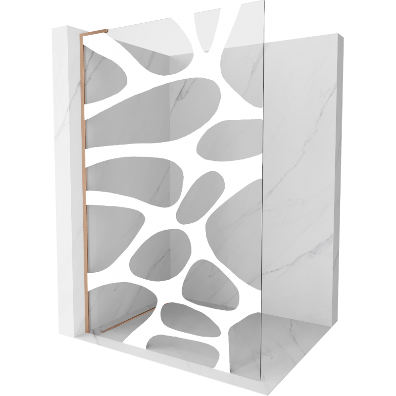 Mexen Kioto L Duschwand Walk-in 110 x 200 cm, weiße Welle, gebürstetes Kupfer - 800-110-103-65-97