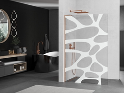 Mexen Kioto L Duschwand Walk-in 90 x 200 cm, weiße Welle, gebürstetes Kupfer - 800-090-103-65-97
