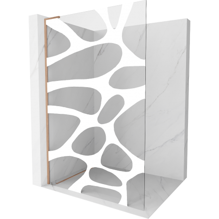 Mexen Kioto L Duschwand Walk-in 80 x 200 cm, weiße Welle, gebürstetes Kupfer - 800-080-103-65-97