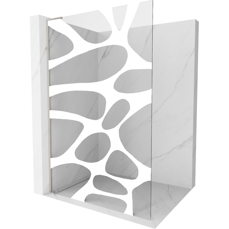 Mexen Kioto L Duschwand Walk-in 120 x 200 cm, weiße Welle, gebürsteter Nickel - 800-120-103-97-97