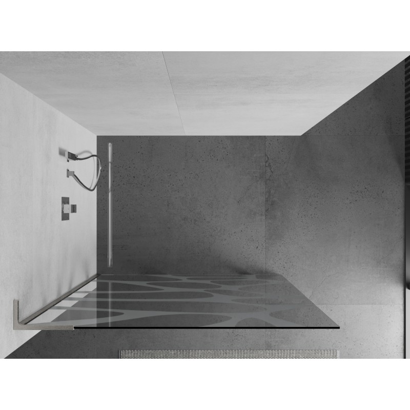 Mexen Kioto L Duschwand Walk-in 110 x 200 cm, weiße Welle, gebürsteter Nickel - 800-110-103-97-97