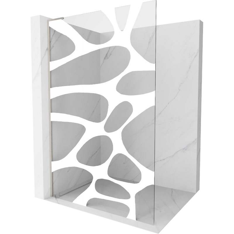 Mexen Kioto L Duschwand Walk-in 100 x 200 cm, weiße Welle, gebürsteter Nickel - 800-100-103-97-97