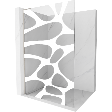 Mexen Kioto L Duschwand Walk-in 90 x 200 cm, weiße Welle, gebürsteter Nickel - 800-090-103-97-97