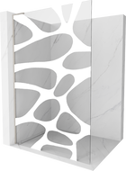 Mexen Kioto L Duschwand Walk-in 90 x 200 cm, weiße Welle, gebürsteter Nickel - 800-090-103-97-97
