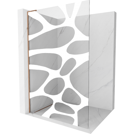 Mexen Kioto L Duschwand Walk-in 120 x 200 cm, weiße Welle, Roségold - 800-120-103-60-97