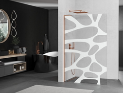 Mexen Kioto L Duschwand Walk-in 100 x 200 cm, weiße Welle, rosegold - 800-100-103-60-97