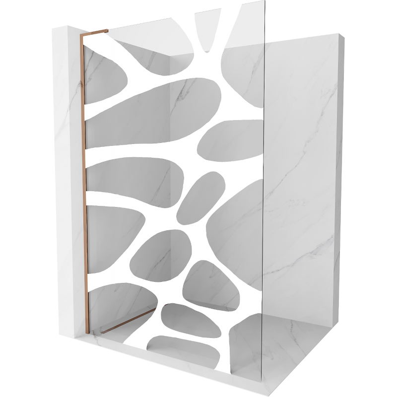 Mexen Kioto L Duschwand Walk-in 90 x 200 cm, weiße Welle, Rosé Gold - 800-090-103-60-97