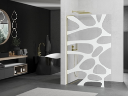 Mexen Kioto L Duschwand Walk-in 120 x 200 cm, weiße Welle, gold - 800-120-103-50-97
