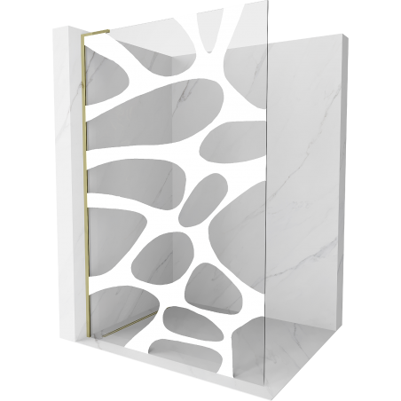 Mexen Kioto L Duschwand Walk-in 120 x 200 cm, weiße Welle, gold - 800-120-103-50-97