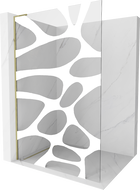 Mexen Kioto L Duschwand Walk-in 70 x 200 cm, weiße Welle, gold - 800-070-103-50-97