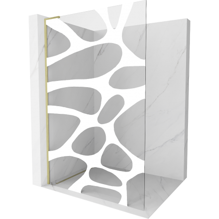 Mexen Kioto L Duschwand Walk-in 80 x 200 cm, weiße Welle, gold gebürstet - 800-080-103-55-97