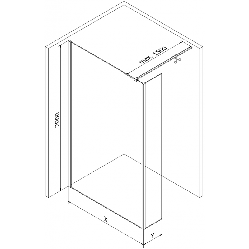 Mexen Kioto Duschwand Walk-in 150 x 40 cm, transparent, Chrom - 800-150-212-01-00-040