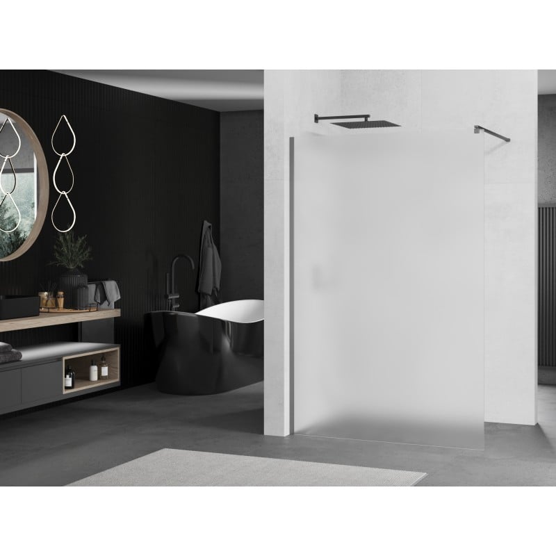 Mexen Kioto Duschwand Walk-in 130 x 200 cm, Frost 8 mm, Gun Metal - 800-130-101-95-30