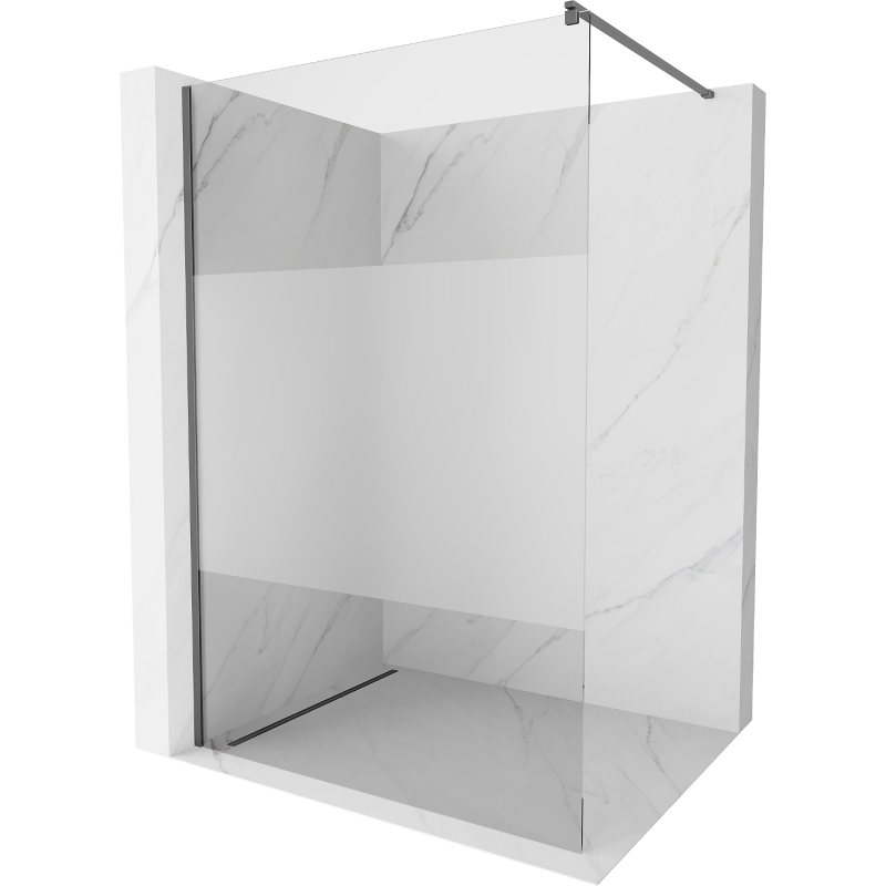 Mexen Kioto Duschwand Walk-in 90 x 200 cm, transparent/gefroren 8 mm, gun metal - 800-090-101-95-35