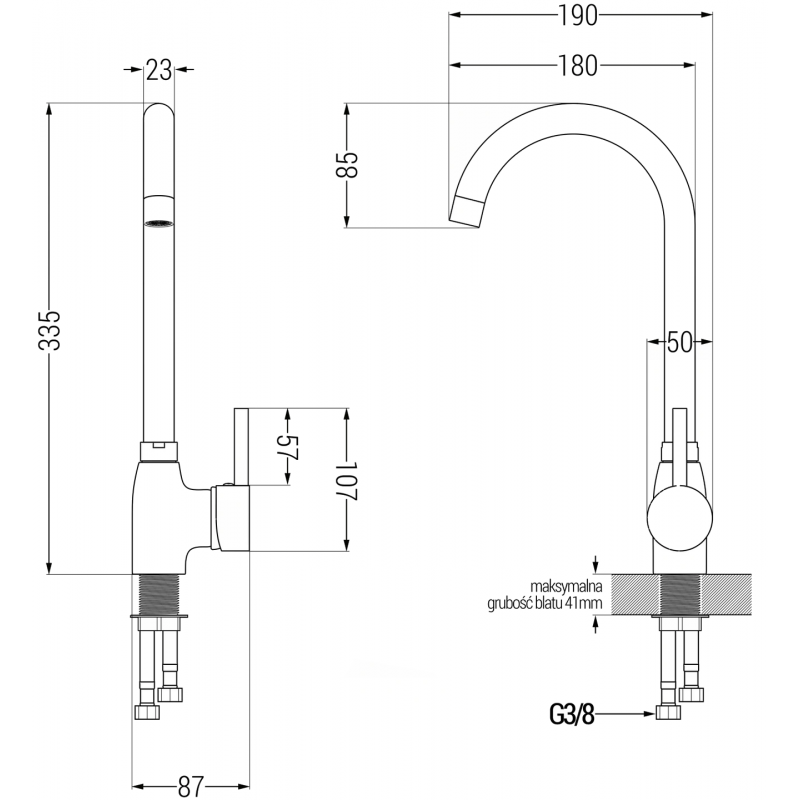 Mexen Gaspar 1,5-Kammer-Granitespüle mit Abtropffläche und Küchenarmatur Telma, grau - 6507-71-670200-71