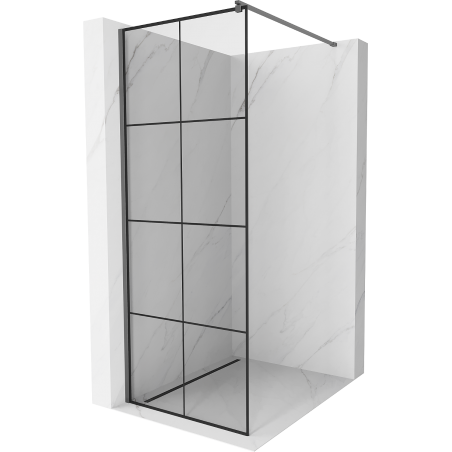 Mexen Kioto Duschwand Walk-in 70 x 200 cm, schwarzes Gitter 8 mm, Gun Metal - 800-070-101-95-77