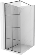 Mexen Kioto Duschwand Walk-in 70 x 200 cm, schwarzes Gitter 8 mm, Gun Metal - 800-070-101-95-77