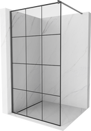 Mexen Kioto Duschwand Walk-in 100 x 200 cm, schwarzes Gitter 8 mm, Gun Metal - 800-100-101-95-77