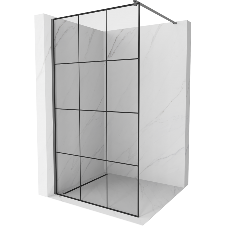 Mexen Kioto Duschwand Walk-in 110 x 200 cm, schwarzes Gitter 8 mm, Gun-Metal - 800-110-101-95-77