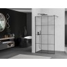 Mexen Kioto Duschwand Walk-In 120 x 200 cm, schwarzes Gitter 8 mm, Gun Metal - 800-120-101-95-77
