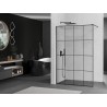 Mexen Kioto Duschwand Walk-in 140 x 200 cm, schwarzes Gitter 8 mm, Gun Metal - 800-140-101-95-77