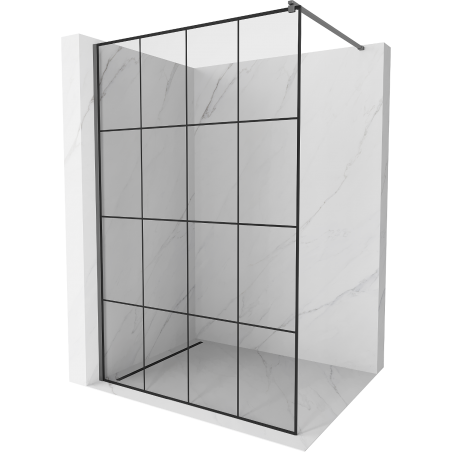 Mexen Kioto Duschwand Walk-in 140 x 200 cm, schwarzes Gitter 8 mm, Gun Metal - 800-140-101-95-77