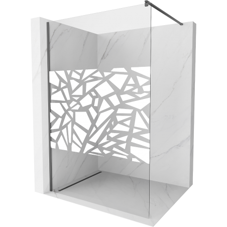 Mexen Kioto Duschwand Walk-in 70 x 200 cm, weißes Muster 8 mm, Gun Metal - 800-070-101-95-85